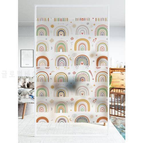 Color cloud glass stickers bathroom bathroom privacy protection rainbow film office shopping mall electrostatic film