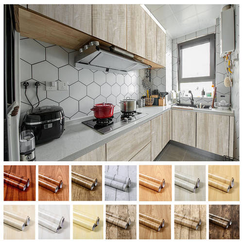 Vinyl Wood Wallpaper Self-adhesive Wall Stickers For Door Cabinet Desktop Modern Furniture Kitchen Paper Home Decor Roll Decals