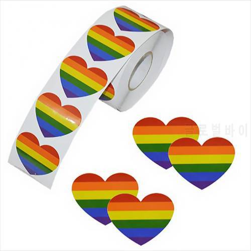500pcs Gay Pride Stickers Love Rainbow Stickers Heart Shaped Stickers Label