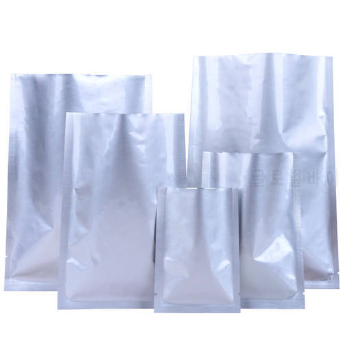 100Pcs/Lot Pure Aluminum Open Top Food Package Bag Waterproof Dustproof Tear Notch Tea Candy Dried Fruit Snacks Spices Powder