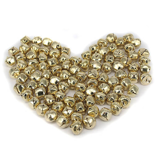 100 Golden Plated Christmas Jingle Bells Beads Charms For Craft DIY Findings