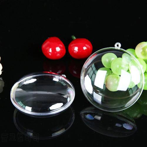 10PCS Plastic Clear Flat Ball Christmas Ornament Wedding Candy Xmas Gift Box Hanging Pendant Party Decoration New Year 2022