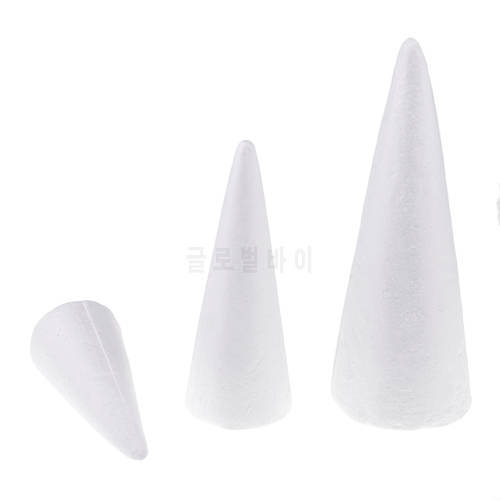 3 Pcs 15/20/25cm Cone Modelling Polystyrene Styrofoam Ornaments DIY Crafts