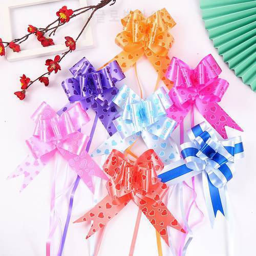 10pcs Pull Bow Gift Ribbons Flower Wrappers For Wedding Events Birthday Decoration Happy New Year Christmas Gifts Decoration