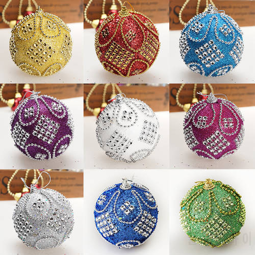 8CM Christmas Ball Ornaments for Xmas Tree Hanging Bauble Ball Decorations Pendant Ornament for Christmas Party New Year