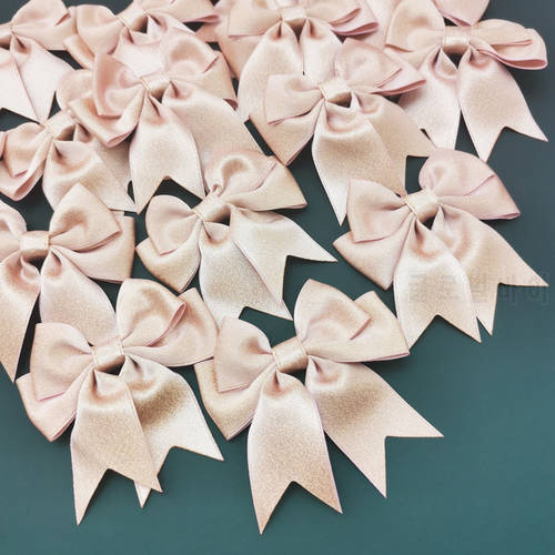 (15pcs/pack) 7cm Pink Gold Dust Ribbon Bow Handmade DIY Crafts Gift Wrapping Decoration Wedding Party Supplies