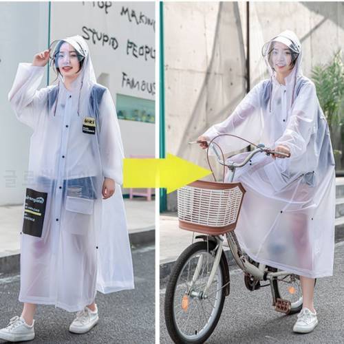 New White Fashion Adult Waterproof Long Men Women Raincoat Hooded for Big Boy Girl Travel Fishing Climbing Cycling Motorcycle