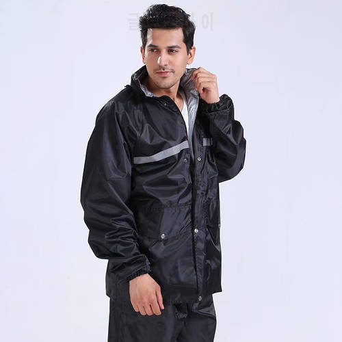 Oxford Fabric Split Raincoat Adult Cycling Rain Jacket Pants Suit Men Waterproof Motorcycle Raincoat Poncho Hiking Camp Rainwear