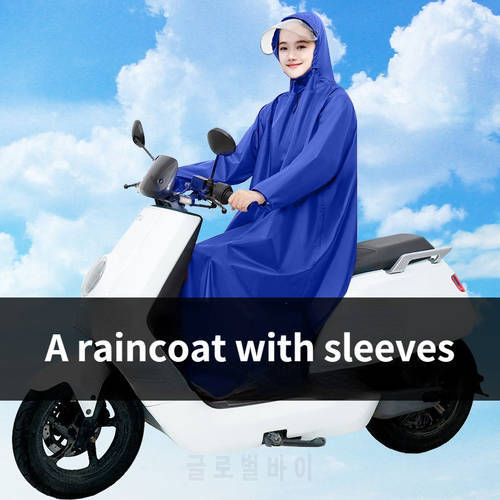 Sleeved battery car bicycle poncho large hat brim men and women single and double cycling raincoat against the storm
