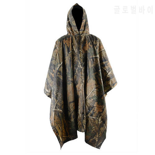 Multifunctional Camouflage Poncho Outdoor Waterproof Raincoat Carpet Camping Supplies Hiking Fishing Jungle Hunting Rain Gear