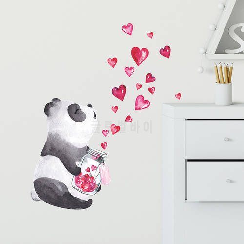 Cute panda love bedroom DIY wall decoration can remove wall stickers self-adhesive home decoration accessories for living room