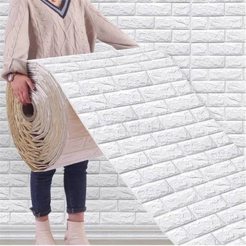 3D Brick Wall Stickers DIY Self Adhensive Decor Foam Waterproof Wall Covering Wallpaper For TV Background 1 piece packing
