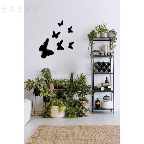 Decorative Wooden 6 Piece Butterfly Black Wall Ornament 2022 Wall Decoration