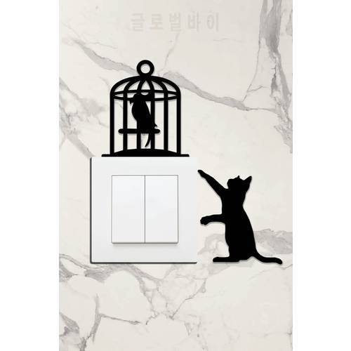 Bird Cage & Cat Themed Wooden Socket Frame 2022 Home Decoration