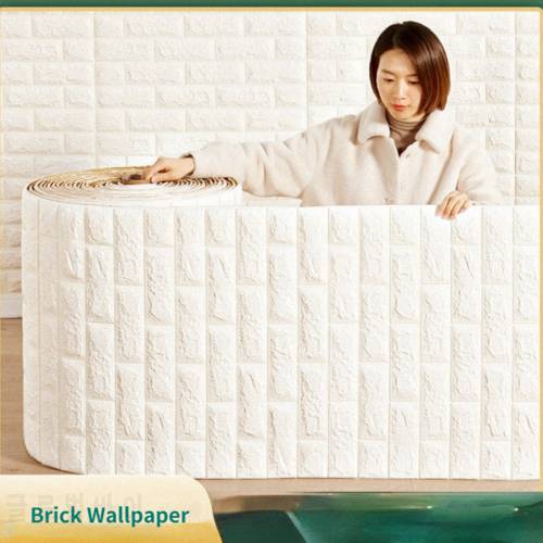 1/3/5/10 m 3D Self-adhesive Foam Brick Thicken Wallpaper Waterproof and Oilproof DIY Wallpaper Room Living Room Home Decoration