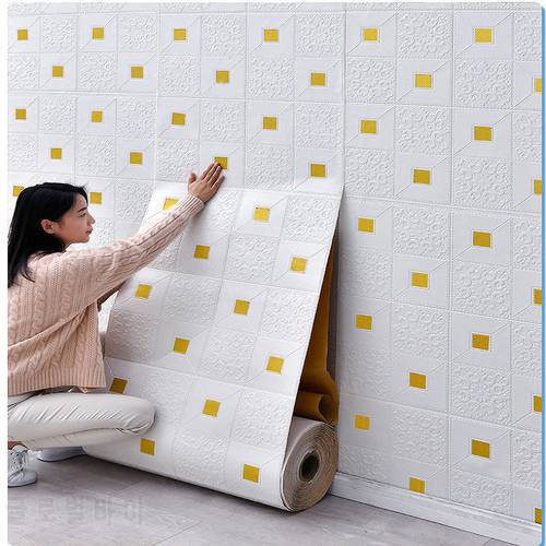70x1m 3D Self-adhesive Brick Continuous Wallpaper Waterproof Retro Wall Stickers Living Room Bedroom Old Wall Decor Wallpaper