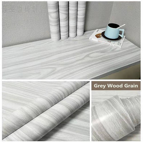 10m / 5m Grey Self Adhesive Wood Grain Wallpaper PVC Waterproof Sticker Kitchen Cabinet Wooden Shelf Wardrobe Contact Paper