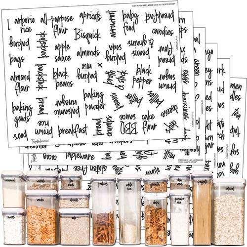 Self-Adhesive Stickers Pantry Labels Waterproof Transparent Resistant Food Label Sticker For Containers Storage Jar 157PCS/Pack