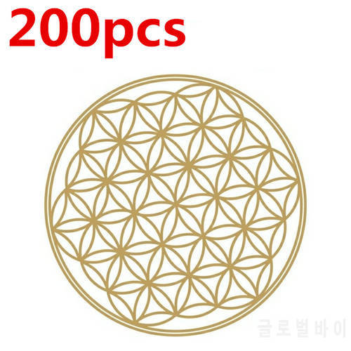 Wholesale 200pcs Flower of Life Energy Sticker Golden PVC Transparent 3cm Crystal Jewelry Stickers