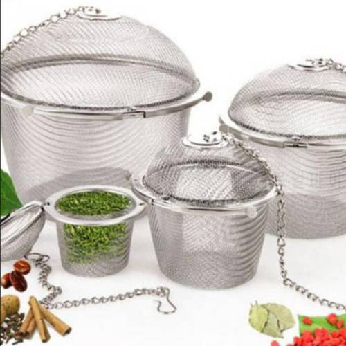 4 Sizes Stainless Steel Ball Tea Strainer Infuser Mesh Filter Leaf Herb Locking Ball Tea Spice Mesh Herbal Ball Kitchen Tools