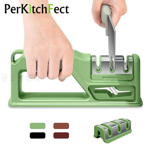 4 In 1 Knife Sharpener Manual Knife Sharpening Tool Scissors Sharpening Stone With 1 More Replace Sharpener Kitchen Accessories