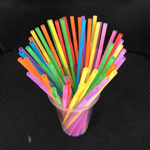 100PCS Food Grade PP Plastic Flexible Ice Tea Bar Party Disposable Drinking Drink Straws