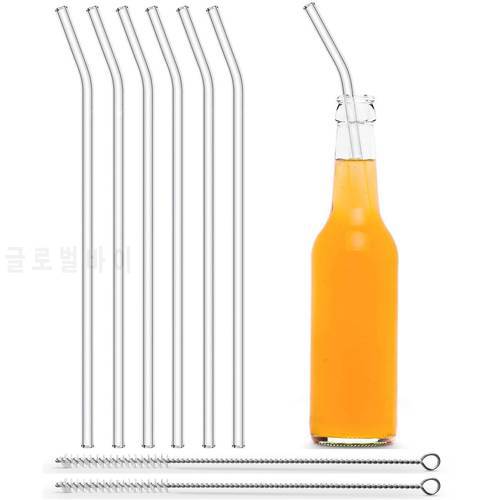 8x250mm Glass Drinking Straws Long Reusable Glass Straws for Bottles Eco-Friendly Cocktail Straws Bar Party Smoothie Drinkware