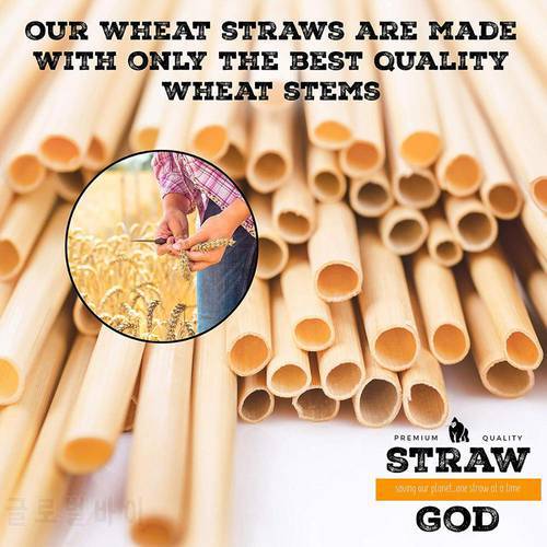 100pcs 20cm Disposable Wheat Straw Eco-Friendly Natural Drinking Straws Portable Bar Accessory Environmentally