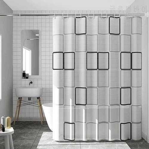 Waterproof Shower Curtain With Hooks Printed Bathroom Curtains Polyester White Bath Curtain For Bathroom Decoration