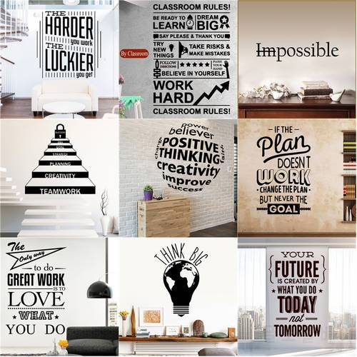 Large Bigger Motivation Quotes Work Hard Sentences vinyl Wall sticker Mural Bedroom Decor wallpaper Office Classroom Decoration