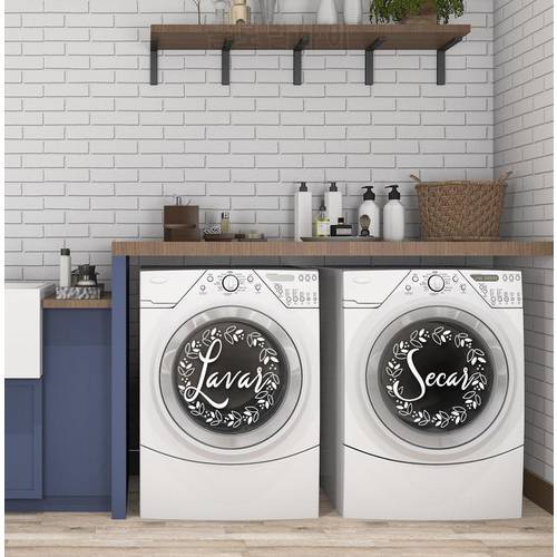 2PCS Laundry room decor Wash, Dry in Spanish Lavar Secar vinyl decal set, washing machines dryers. laundry room decor
