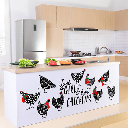 Zollor Scarf Chicken Kitchen Creative Sticker Cabinet Refrigerator Background Wall DIY Self adhesive Decorative Wall Stickers
