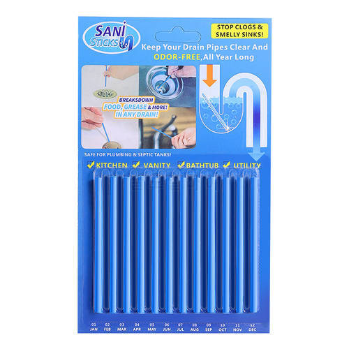 12pcs Kitchen Sink Sewer Cleaning Agent Remove Oil Pollution Washbasin Toilet Bathtub Pipe Cleaning Stick Household Cleaning