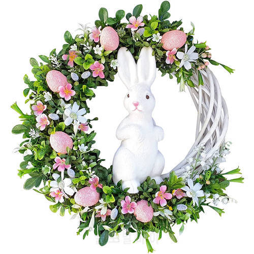 DIY Happy Easter Decorative Rabbit Door Wreath, Decoration Easter Butterfly Wreath Home Door Decoration Props Gift Decoration