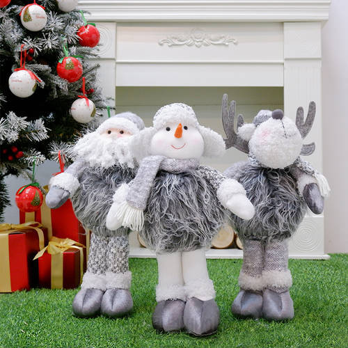 Gray Doll Toy Christmas Dolls Tree Decor New Year Ornament Reindeer Snowman Santa Claus Standing Doll Decoration Christmas Natal