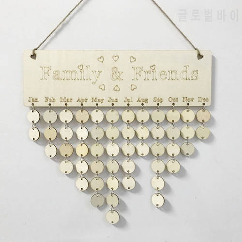 Ornaments Hanging Family Vertical Crafts Office Christmas Wooden Dates Birthday Gift Wall Calendar