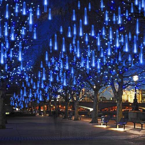 8 Tubes Meteor Shower Led String Lights Christmas Tree Decorations Fairy Lights for Outdoor Street Garden New Year Decor Garland