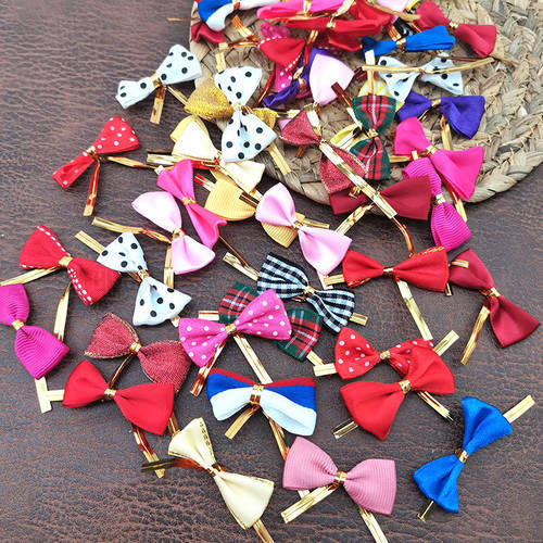 (50pcs/pack) 35mm Ribbon Bowknot Clothing Decoration Accessories Handmade DIY Crafts Making Hairpin Embellishment