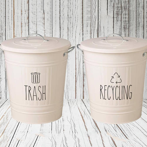 2Pcs Trash & Recycling Can Labels Rubbish Bin Sticker Decal Vinyl Home Decor