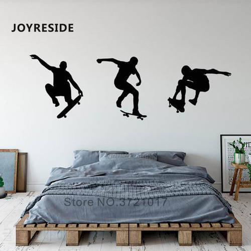 JOYRESIDE Skateboarding Wall Decals Sport Home livingroom Cool Wall Decor Wall Sticker Skate Athletes Pattern Wall Decor WM260