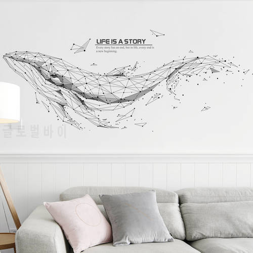 Abstract Whale Wall Stickers for Living room Bedroom Sofa Wall Decor Removable Vinyl Wall Decal Home Decor Unicor Sailboat Deer