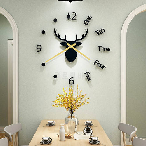 Wall clock living room deer head modern minimalist Nordic creative fashion clock art watch wall hanging home wall watch