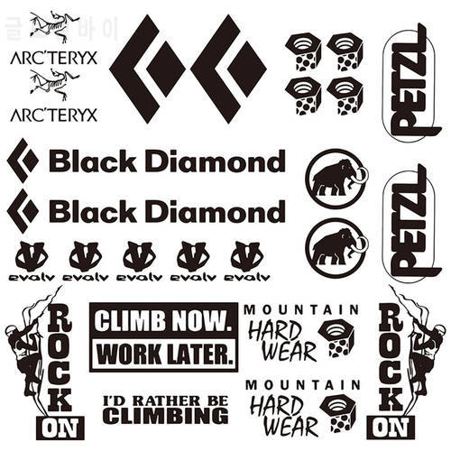 Modern Set Of 25 Climbing Decals Climb Sticker Mountain Hiking Vinyl Decoration