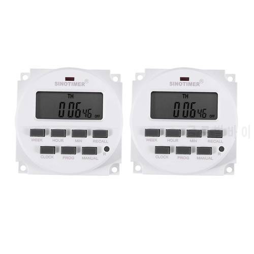 Sinotimer 2X Tm618h-2 220V Ac Digital Time Switch Output Voltage 220V 7 Day Weekly Programmable Timer Switch For Lights