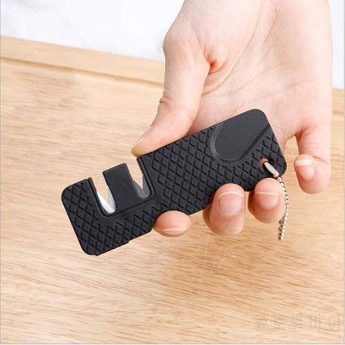 Portable Knife Sharpener Whetstone Keychain Ceramic And Tungsten Steel Scissor Sharpen Sharpener Outdoor Multi Hook Camp Tool