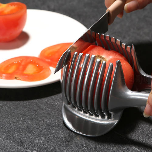 Vegetable Fruit Cutter Handy Stainless Steel Onion Holder Potato Tomato Slicer Safety Cooking Tools Accessories Kitchen Gadgets