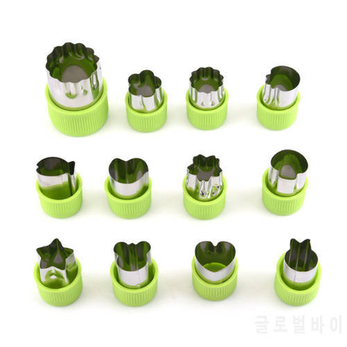12Pcs Stainless Steel Flower Cutter Vegetable and Fruit Flower Cutting Mold Kitchen Convenience Decorative Tools Baking Mold