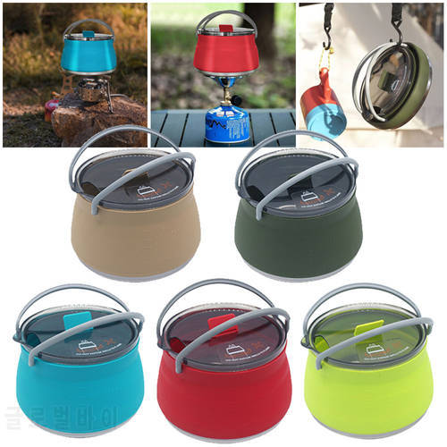 Outdoor Folding Kettle Portable Mini Boiling Water Pot with Handle Silicone Water Kettle for Camping Hiking Travel Tableware