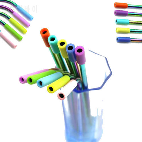 10Pcs/Pack Silicone Tips Cover Food Grade Cover For 6mm Stainless Steel Straws Drinking Straws Accessories