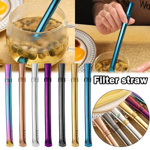 Metal Reusable Stainless Steel Straws Straight Drinking Strawjuice Residue Spoon Coffee Stirring Spoon Party Bar Accessory
